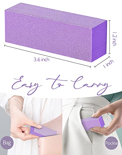 Maryton Nail Buffer Block, Medium/Fine Grit 100/180 Finishing Buffers for Acrylic Nails Gel Polish Nails, 3 Way Professional Pedicure Manicure Buffer Kits, 5 Count (Purple) Purple - 5ct - Finishing Buffer
