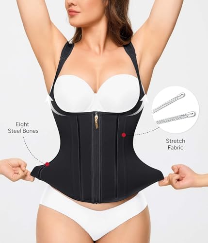 Nebility Waist Trainer for Women Corset Shapewear Tummy Control Faja Body Shaper Waist Cincher with Adjustable Strap X-Large Black