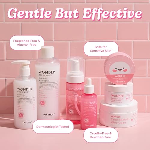 TONYMOLY Wonder Ceramide Mochi Milky Toner, Hydrating Barrier Repair, 500ml 16.9 Fl Oz (Pack of 1)
