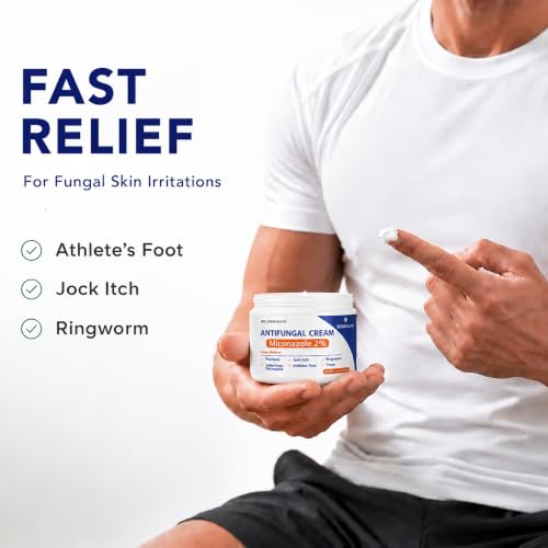 Antifungal Cream for Athletes Foot Jock Itch Ringworm Seborrheic Dermatitis Folliculitis Tinea Miconazole 2% Skin Fungus Relief Anti Fungal Athletes Foot Treatment for Humans 3.4 oz, 100g