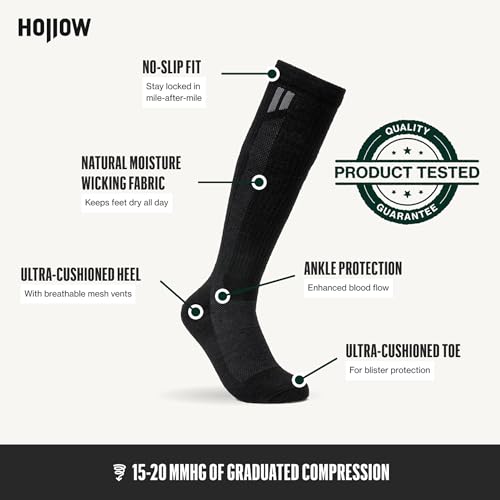 HOLLOW Alpaca Compression Socks for Women & Men, 15-20 mmHg Wide Calf Medium Grey