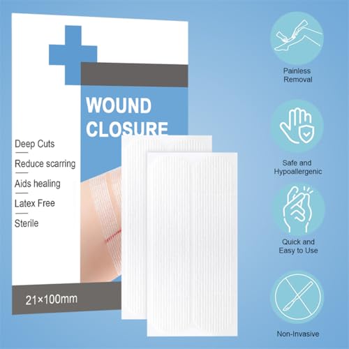 44 Wound Closure Strips 0.8in x 4 in Sterile Strip Adhesive Skin Closures Repair Wounds Without Stitches