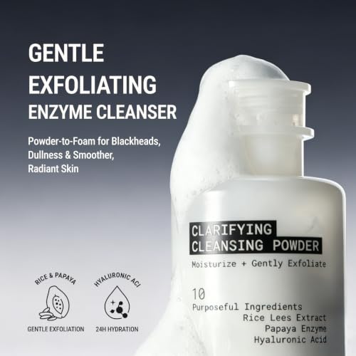 JUNO & Co. JADE Clarifying Cleansing Powder, Refillable Enzyme Face Cleanser, Gentle Exfoliating Powder-to-Foam Cleanser with Rice & Papaya Enzymes, For Smooth Hydrated Skin, 35g Refillable Main Container
