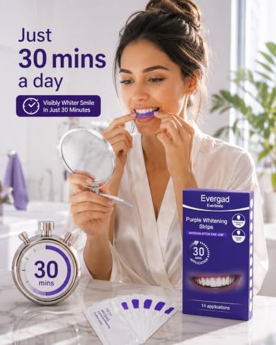 Purple Teeth Whitening Strips | 28 Whitening Strips | Enamel Safe,Sensitive