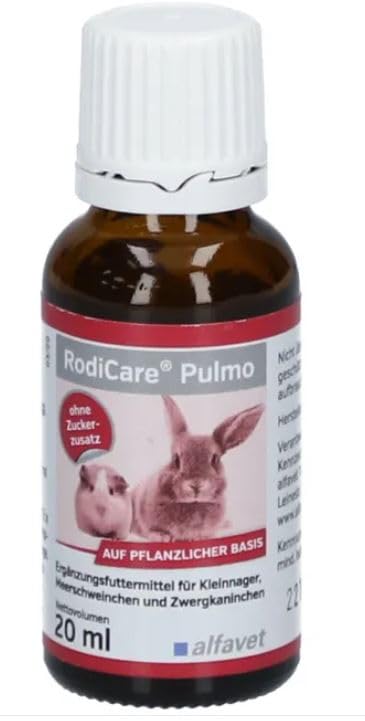 alfavet RodiCare Pulmo, double pack, to support the respiratory tract of guinea pigs and small rodents, supplementary feed, 2 x 20ml, dosing syringe 20 ml (pack of 2) - BeesActive Australia