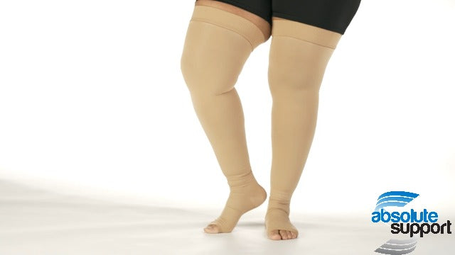 ABSOLUTE SUPPORT Thigh High Compression Stockings 20-30mmHg Beige/5XL 5X-Large