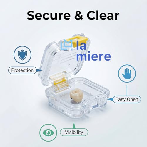 LA MIERE 12 Counts Dental Crown and Bridge Pillow Box with Secure Clasp | Transparent Membrane Film Showcase Tooth Box