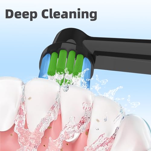 Toothbrush Head Compatible with Oral B Electric Toothbrush, Brush Heads Compatible with Oral B for Cleaning Teeth and Removing Plaque Black 16 Count (Pack of 1)