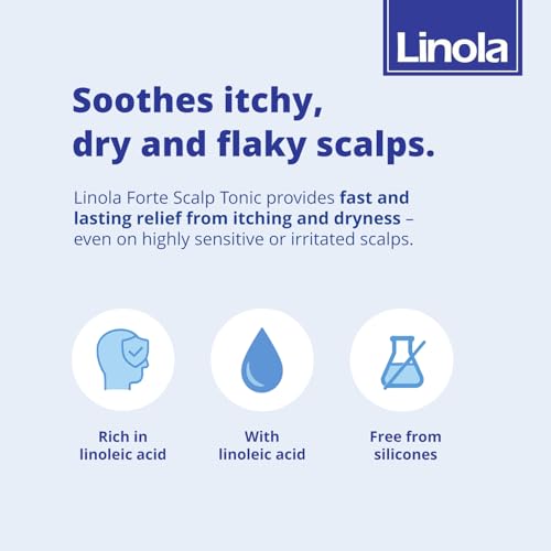 Linola Forte Scalp Tonic - Scalp Care for Itchy, Dry & Flaky Scalps - Soothes Mild Inflammation - with Essential Linoleic Acids - for Skin Prone to Atopic Eczema - Made in Germany - 100 ml (3.4 Fl Oz)