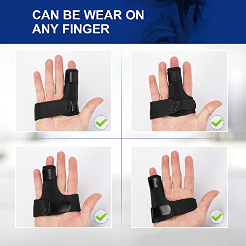 Promifun Finger Braces, 2 Pack Trigger Finger Splints for Straightening, Mallet Finger and Broken Finger, Finger Straighteners Provide Support and Relieve Pain - Black