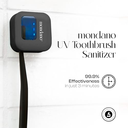Mondano UV-C Toothbrush Sanitizer and Holder, Travel Case Cover Cap Midnight Black