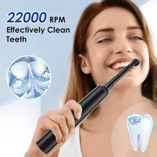 Magnetic Suspension Rotating Electric Toothbrush, 5 Modes Waterproof Sonic Cleaning, 8 Brush Heads and Storage Case for Traveling, Camping, Riding (White) White