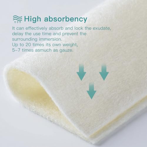 Dimora Calcium Alginate Wound Dressing, 4'' x 4'' Patches,10 Individual Sterile Pads, Soft and Highly Absorbent Dressing Gauze, Non-Stick Padding 4'' x 4'' Alginate（pack of 10）