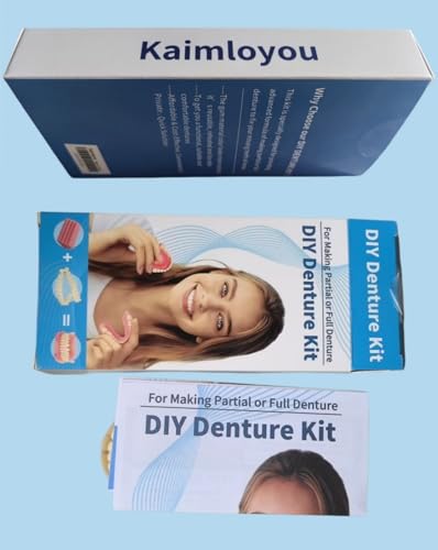 Kaimloyou DIY Denture Full Set of Top and Bottom Fake Teeth,Advanced Formula Fitting and Moldable to Make Customized Partial of Full Denture For Fixing Missing Teeth