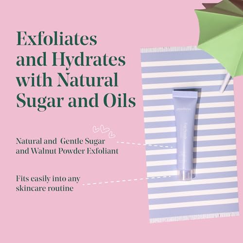 Goodness Sugar Lip Scrub Choc Fudge – Exfoliating Lip Scrub with Hyaluronic Acid & Argan Oil – Lip Exfoliator for Dry Chapped Lips – Natural Sugar Scrub, Vegan – 0.35 oz