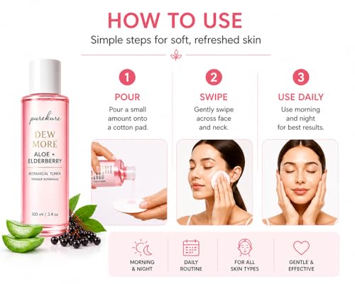 Aloe & Elderberry Facial Toner for Sensitive Skin – Organic, Alcohol-Free Hydrating Face Toner, Soothing & Pore-Minimizing, Gentle Glow-Boosting Toner, 100 mL