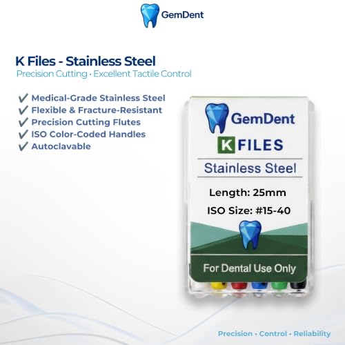 Dental Endo K Files 3 Packs of 6-18 Total Stainless Steel K-Files Assorted #15-40 (25MM #15-40 Assorted) 25MM #15-40 Assorted