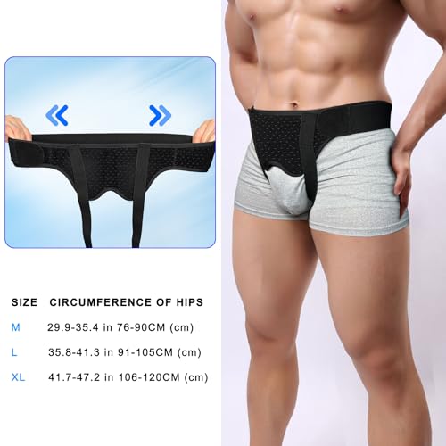 Poedist Inguinal Hernia Strap, fits most, for unilateral/bilateral, removable pressure pads