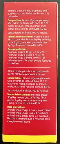 Anima-Strath with Thyme - Throat & Bronchial Cough Syrup for Dogs & Cats, Natural Immune & Respiratory Support Wellness Supplement Tonic with 61 Nutrients, Prebiotic Qualities & Amino Acids Herbal with Thyme 100 ml