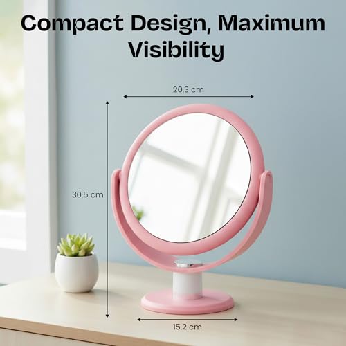 Danielle Creations Soft Touch Held Vanity 10 Times Magnifying Mirror, Blush Pink Blush Pink & Chrome 10 x