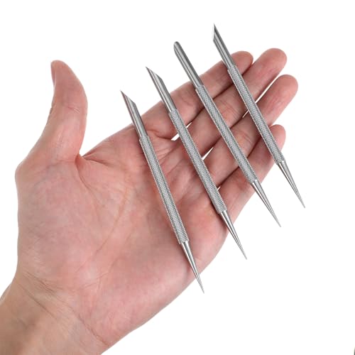 4 Pcs Metal Cuticle Pusher and Scraper,Cuticle Remover Tool,Metal Nail Cuticles Pusher Nails Polish Remover Tool for Professional Manicure Pedicure