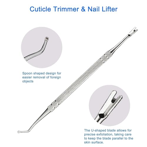 Premium Stainless Steel Manicure Tools 2-Piece Set, Upgrade Gel Nail Polish Remove Tool & Cuticle Pusher, Cuticle Trimmer & Nail Lifter, Durable&Hygienic, For Women Ring Pusher