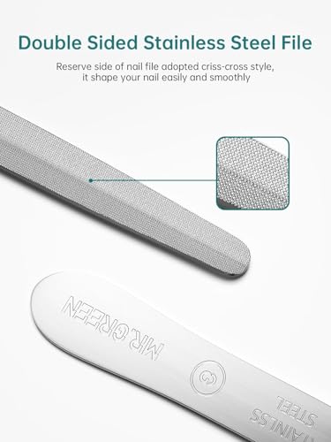 MR.GREEN Curved Nail File – Double-Sided Metal Nail File for Men & Women with Protective Travel Case, Ergonomic Anti-Slip Handle, Washable & Reusable, for Fingernails & Toenails(Medium) Medium