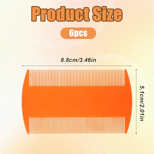Ymapinc 6Pcs Double Sided Fine Tooth Lice Comb in 6 Colors Straight comb