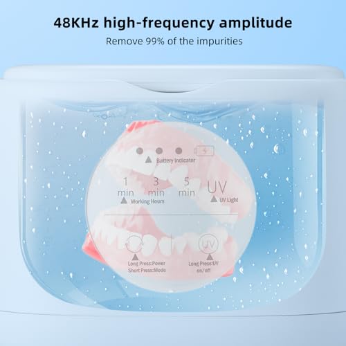 Ultrasonic Jewelry Cleaning Machine, 48KHz deep Cleaning Professional ultrasonic Cleaning Machine with one-Click Operation, Jewelry, dentures, Glasses, Food-Grade Stainless Steel Water Tank