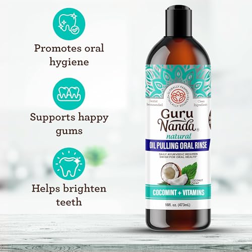 GuruNanda Naturally White Kit - Teeth Whitening Strips & Cocomint Pulling Oil for a Brighter Smile & Fresher Breath