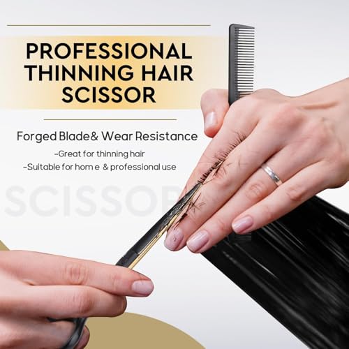 JASON Hair Cutting Scissors Set - 6" Professional 10-Piece Haircut Shears Black & Gold