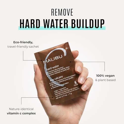 Malibu C Hard Water Hair Remedy - Chelating Treatment Packets for Mineral Buildup & Scalp Detox - Removes Deposits, Prevents Discoloration, Restores Shine - Vegan Hair Care Products, 3 Packets 0.51 Ounce (Pack of 1)