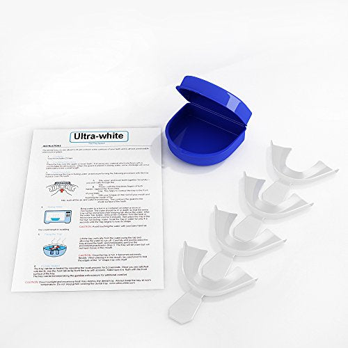 Teeth Whitening Trays Moldable — Ultra White 0.75mm Ultra-Thin, 4 Trays + Storage Case | Compatible with All Whitening Gels | BPA-Free | Dentist-Grade | Made in USA| Instructional Video Included