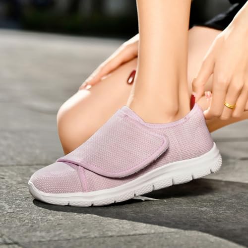 Sisttke Diabetic Shoes for Women Wide Width Slip-on Walking Shoes 10.5 Wide Pink
