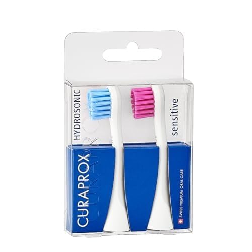 Curaprox Hydrosonic Brush Heads Rainbow Sensitive Duo – for Gentle Gum Care & Effective Cleaning | Blue/Pink, 2-Pack | Compatible with All Curaprox Sonic Models | Swiss Made