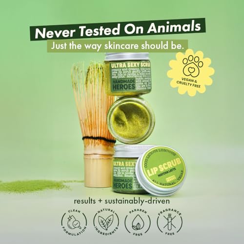 Handmade Heroes Lip Exfoliating Brush & Matcha Lip Scrub Bundle - Clean Beauty Sustainable Skincare