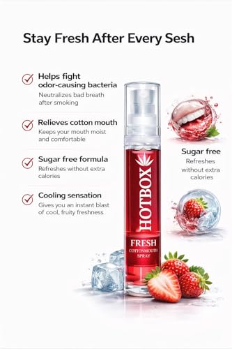 HOTBOX Fresh Cottonmouth Spray, Mint Grape Strawberry Flavors, Mouth Freshener (3 Pack-Variety) 3 Pack-Variety