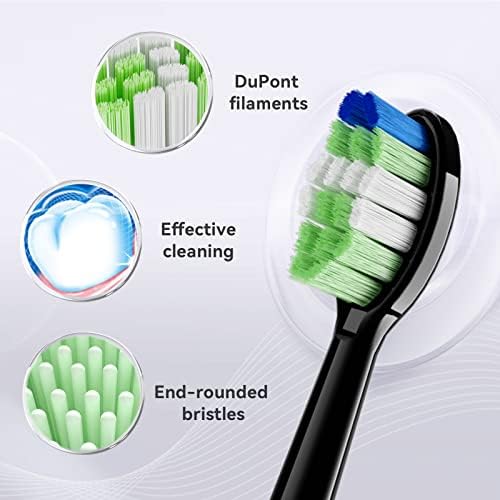 JTF Sonic Electric Toothbrush - with Travel Case and 6 Brush Heads, Fast Charging toothbrushes for 60 Days Long Lasting, 5 Modes Power Toothbrush for Women