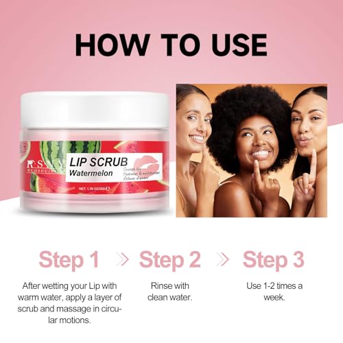 2 PACKS Lip Scrub, Deep Moisturizing, Nourishing Lips, Gentle Exfoliating And Moisturizing Lips, Home Lip Care For Men And Women Dark Lip Corrector, 1.76 fl oz, Watermelon & Orange