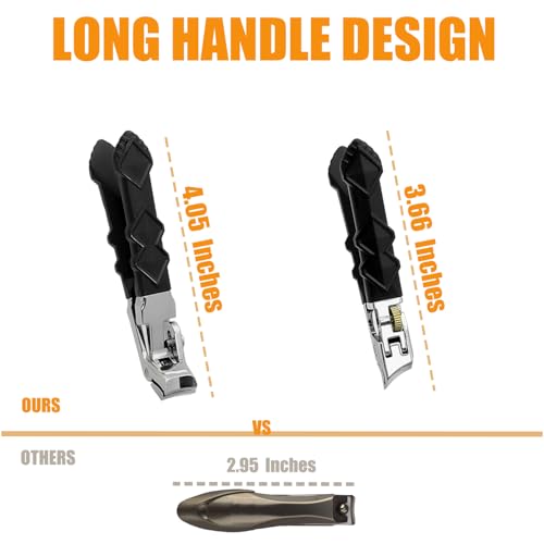 Heavy Duty Angled Head,Wide Jaw Clippers for Seniors and Man,Ingrown Toenail,Thick Nail.Long Handle, Slanted Nail Cutter for Men,Women,Pregnant,Elderly.4Pcs