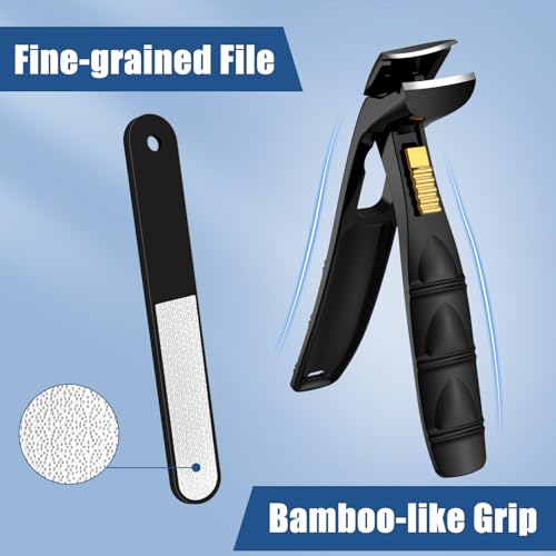 SHINLEA Nail Clippers for Seniors Thick Toenail, Professional Fingernail Toenail Clippers with Catcher, Sharp Wide Opening and Long Handle Nail Cutter for Men Women, Black