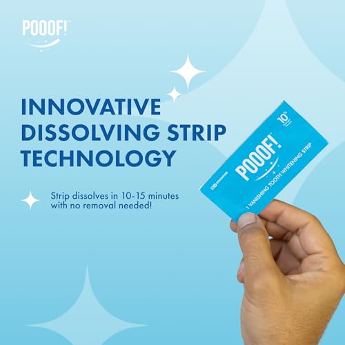 POOOF! Dissolving Teeth Whitening Strips by Dr. Bill Dorfman,12% Hydrogen Peroxide Professional White Strips, Enamel-Safe, Zero Sensitivity Formula, Dentist-Developed Mint Whitener | 10-Day, 20 Strips
