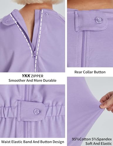 Adaptive Clothing for Women Anti-Strip Back-Zip Jumpsuit for Elderly Women X-Small Orchid