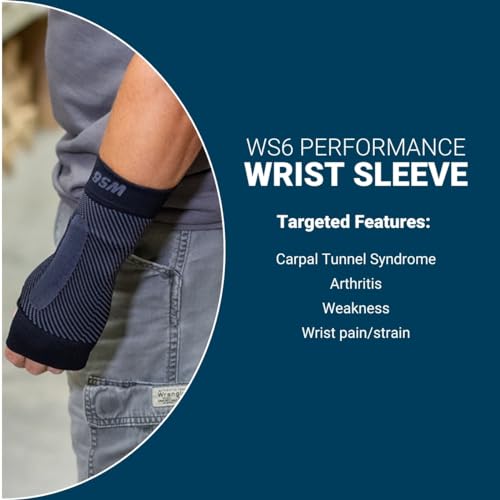 OS1st WS6 Performance Wrist Sleeve (Single Sleeve) for Carpal Tunnel, Wrist Pain, Wrist Strain and Arthritis Medium (Pack of 1) Black