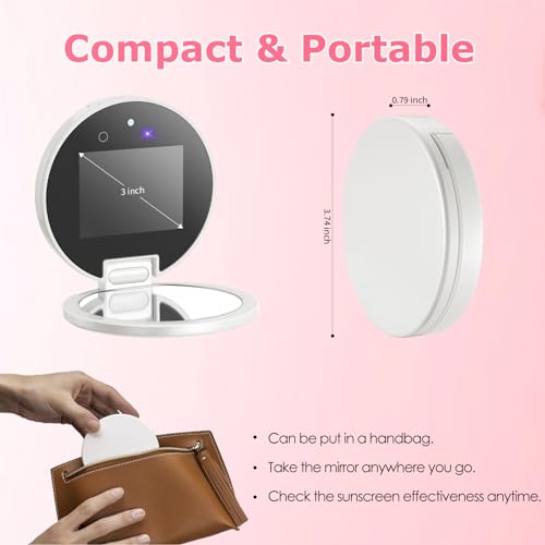 UV Camera for Sunscreen Test with 2X Magnifying Vanity Mirror 3.8 Inch White