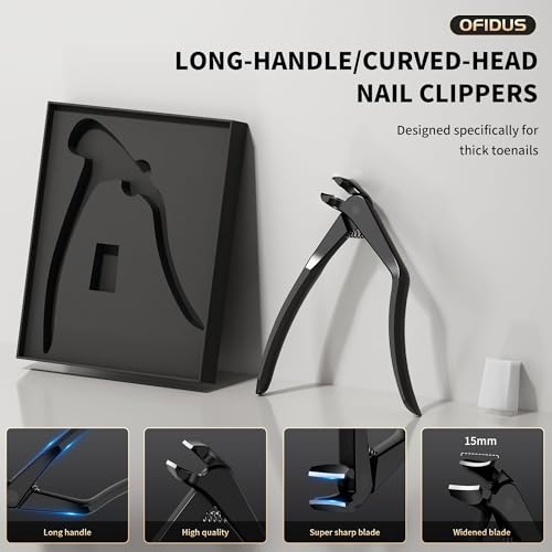 Long Handle Toenail Clippers for Seniors Curved Head Toe Nail Clippers for Thick Nails for Elderly