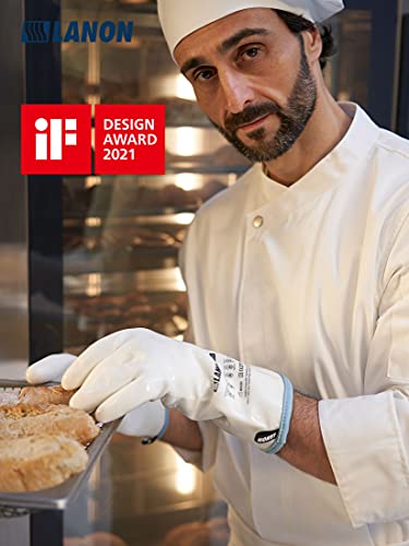 LANON Liquid Silicone Oven Mitts,Heat Resistant,Coral Air Liner,White,Large White Regular L/9