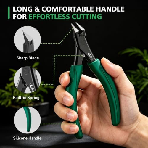 BALUCA Straight Edge Toenail Clippers for Thick Nails & Ingrown Toenails Green