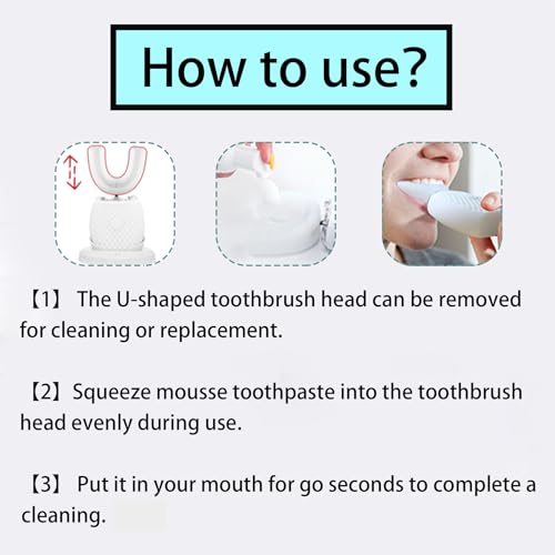Automatic Toothbrush for Adult Rechargeable Waterproof Timer Travel Black
