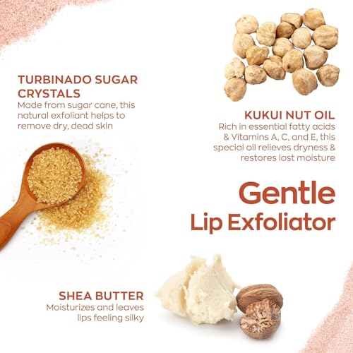 Hanalei Sugar Lip Scrub and Lip Treatment (Rose Tint) Bundle, Made with Raw Cane Sugar and Real Hawaiian Kukui Nut Oil (Cruelty free, Paraben free)